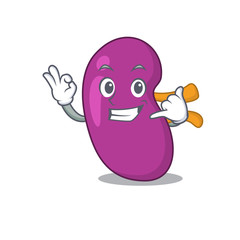 Caricature design of kidney showing call me funny gesture