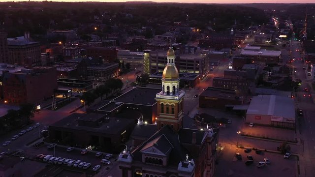Top of the Courthouse at Dusk, Dubuque, Iowa, USA