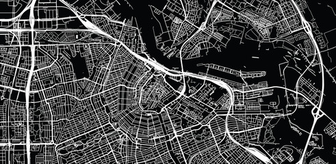 Urban vector city map of Amsterdam, The Netherlands - obrazy, fototapety, plakaty