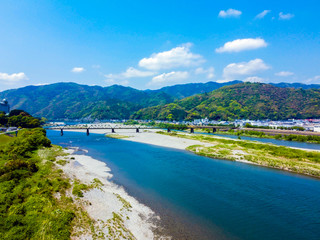 Fototapeta premium ｄ：ドローンにて仁淀川