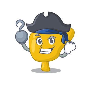 Liver cartoon design in a Pirate character with one hook hand