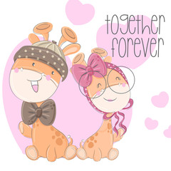 Cute animal giraffe illustration for kids