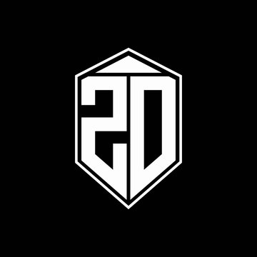 zd logo monogram with emblem shape combination tringle on top design template