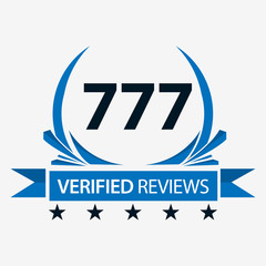 777 verified reviews with ribbon. Vector Illustration on white background.