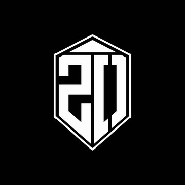 zo logo monogram with emblem shape combination tringle on top design template