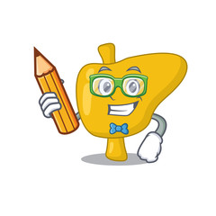 A clever student liver cartoon character study at home