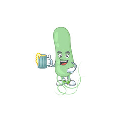 A cheerful aquificae cartoon mascot style toast with a glass of beer