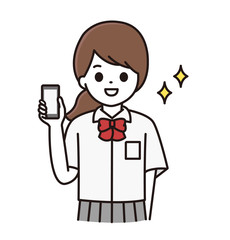 スマホ 学生 女性 イラスト