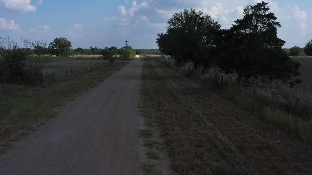 Flying Low over a Country Gravel Road, Burleson County, Texas, USA