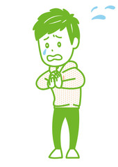 謝罪する男性　ポーズ　イラスト