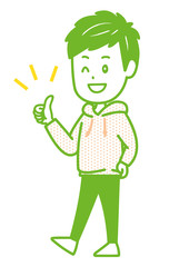 goodポーズの男性　イラスト