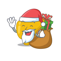 Cartoon design of liver Santa having Christmas gift