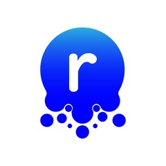 r logo with dots