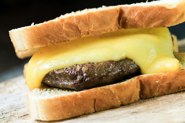 close up of a hamburger