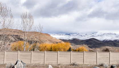 View of the snowy mountains from Boise, Idaho USA, March 30, 2020