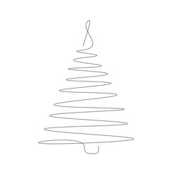 Christmas tree decoration element line drawing, vector illustration