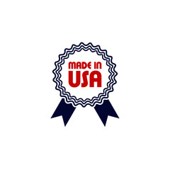 Made in USA badge with USA flag elements isolated on white background