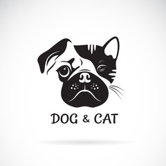 Vector of dog and cat face design on a white background. Pet. Animal. Easy editable layered vector illustration.