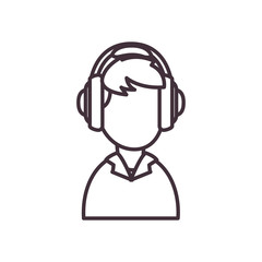 Avatar man with headphone line style icon vector design