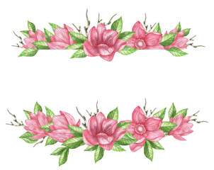 Frame of pink magnolias