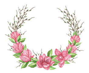Obraz na płótnie Canvas Wreath of magnolia branches