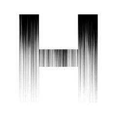 ENGLISH ALPHABET MADE OF BLACK GRADIENT PATTERN OF SEAMLESS VERTICAL LINES : H