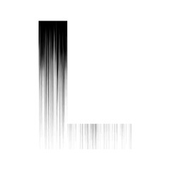 ENGLISH ALPHABET MADE OF BLACK GRADIENT PATTERN OF SEAMLESS VERTICAL LINES : L