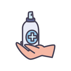 Antibacterial bottle fill style icon vector design