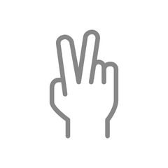 Fototapeta na wymiar Victory gesture line icon. Peace world symbol