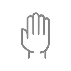 Obraz premium Human hand line icon. Stop gesture symbol