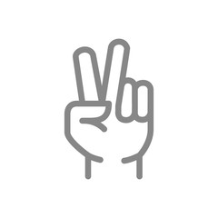 Peace gesture line icon. Victory hand symbol