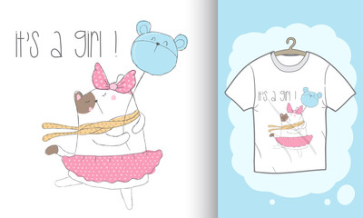 Cute animal cartoon kitten illustrations for t shirt
