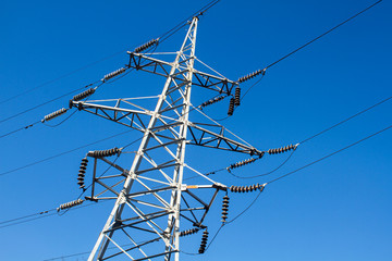 electric power lines and blue sky