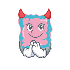 Intestine clothed as devil cartoon character design concept