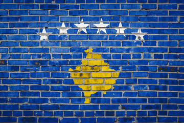 Flag  banner on brick wall background.
