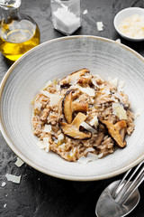 Classic  italian risotto with mushrooms and parmesan cheese.