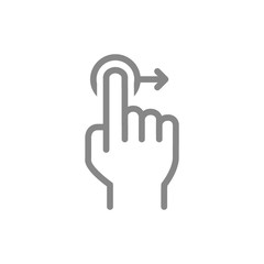Obraz premium One-touch and swipe right line icon. Touch screen hand gesture symbol