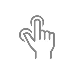 Multitouch for two fingers line icon. Touch screen finger gesture symbol