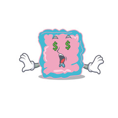 wealthy cartoon character concept of intestine with money eyes