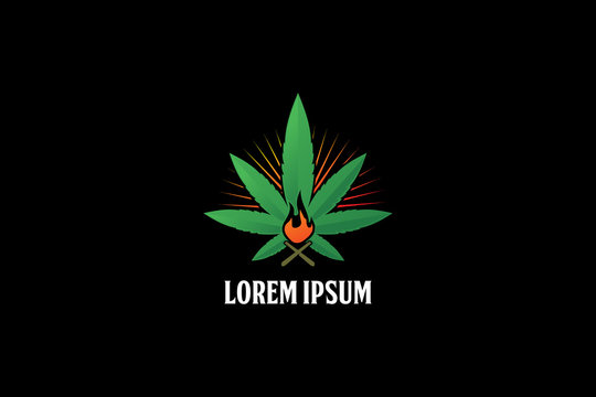 marijuana with fire logo template