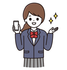 学生 スマホ 女性 イラスト