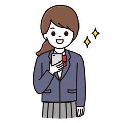 学生 スマホ 女性 イラスト