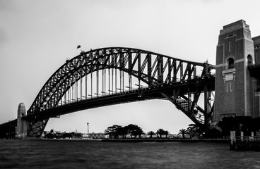Sydney Harbour Bridge landscape in black and white