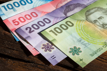 Obraz premium Money from Chile, Various banknotes all pesos