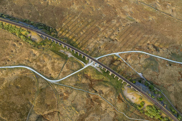 Aerial of The Ribblehead Viaduct a Grade II listed structure.