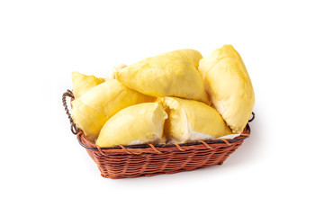Durian delicious thai fruit in basket isolated on white background