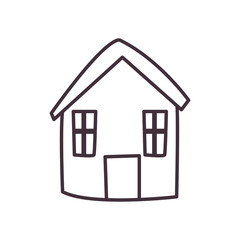 House with windows and door line style icon vector design