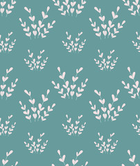 Pattern with beautiful branches of plants in scandinavian style. Unique hand drawn seamless background. Modern vector illustration.