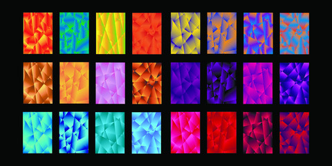 Set of colorful polygonal Vector EPS 10 illustration Gradient Background Texture. Simply geometric pattern. Template for design, banner, flyer, wallpaper, brochure, smartphone screen, mobile app. 