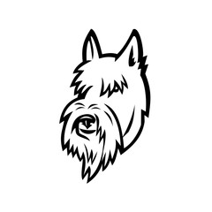 Scottish Terrier Head Mascot Black and White